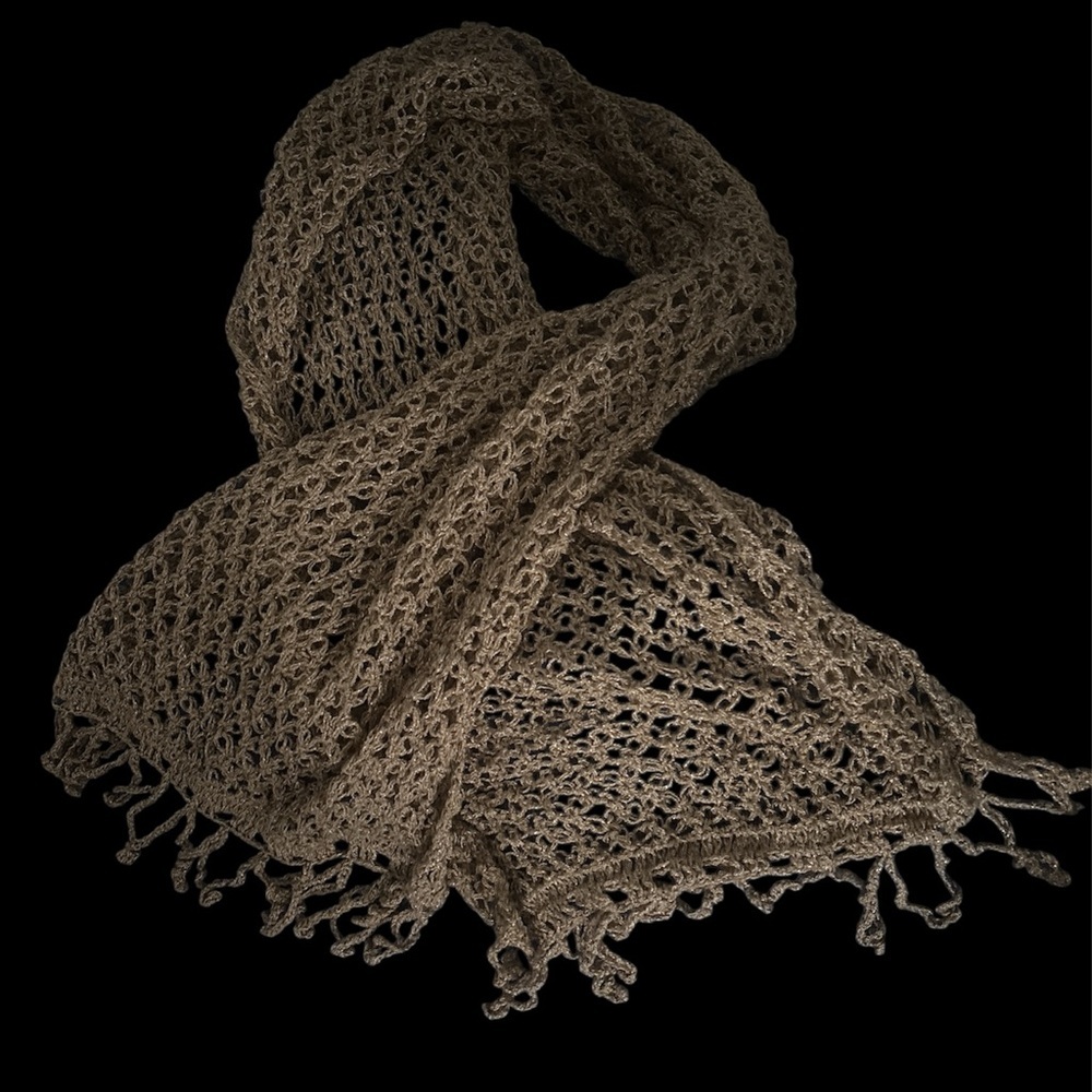 Elegant Tan  Crochet eyelet Scarf